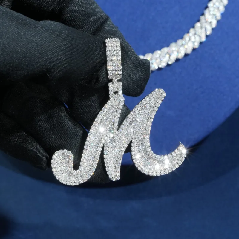 Diamond Groovy Initial Pendant sold by Ghetluxe