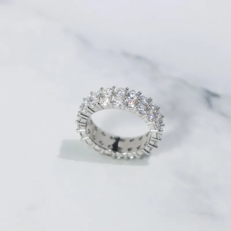 2-Row VVS Moissanite Ring in Sterling Silver sold by Ghetluxe