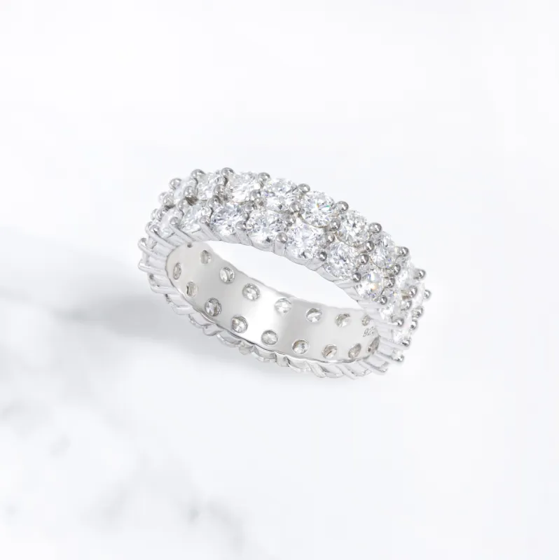 Women's 2-Row VVS Moissanite Ring sold by Ghetluxe