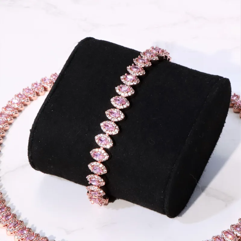 Women's Pink Eye Diamond Bracelet in Rose Gold sold by Ghetluxe