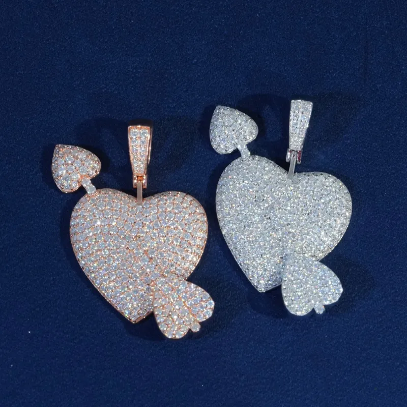 Full Iced Cupid Heart Pendant Necklace sold by Ghetluxe