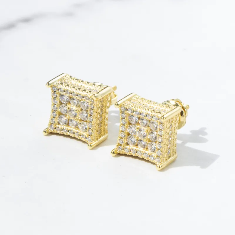 10mm Square Moissanite Pave S925 Stud Earrings sold by Ghetluxe