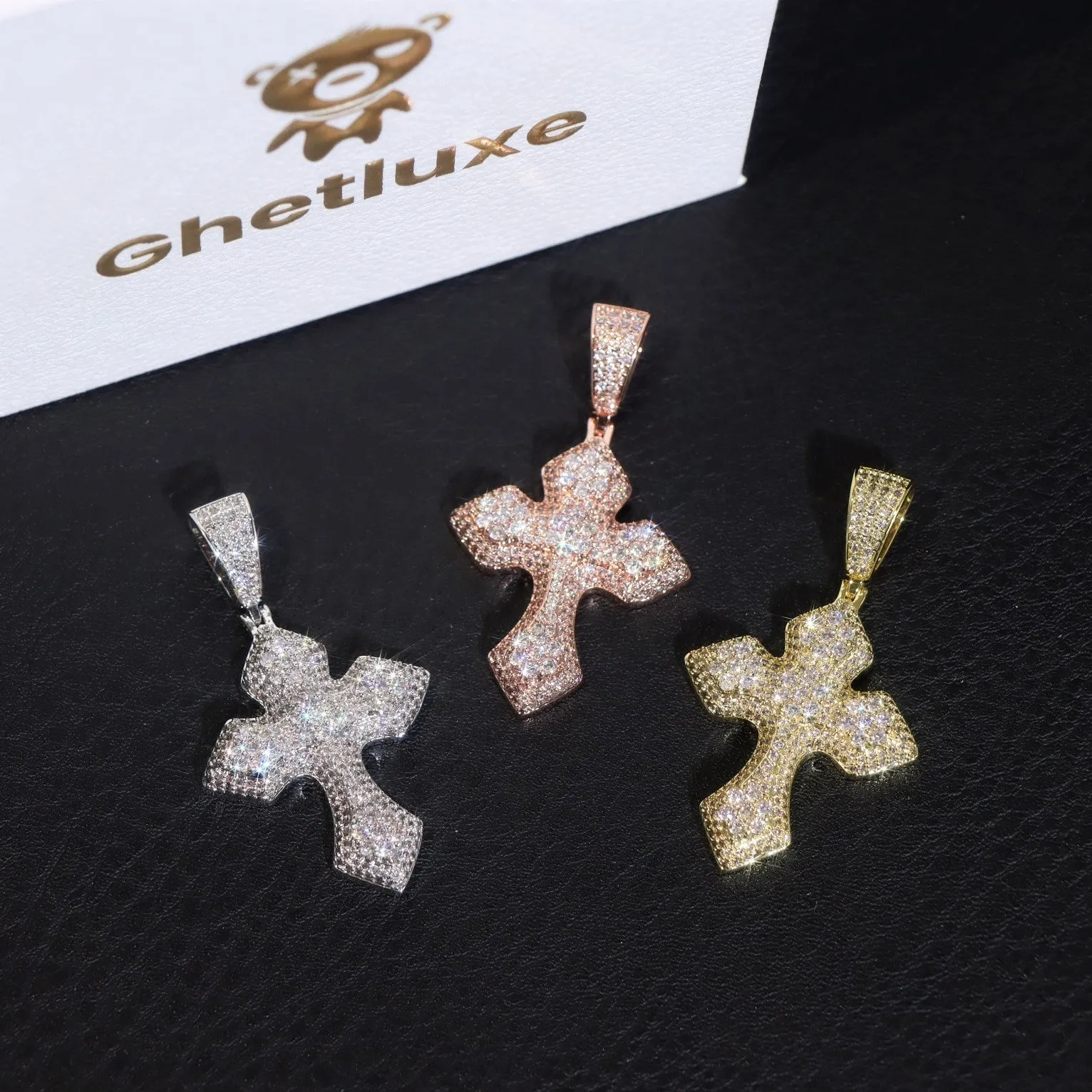 Moissanite Thick Gothic Pendant sold by Ghetluxe