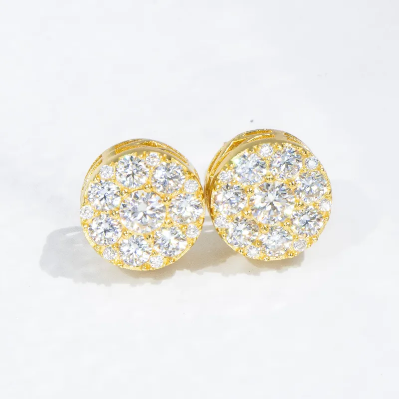 11mm Moissanite Pave S925 Round Stud Earrings sold by Ghetluxe