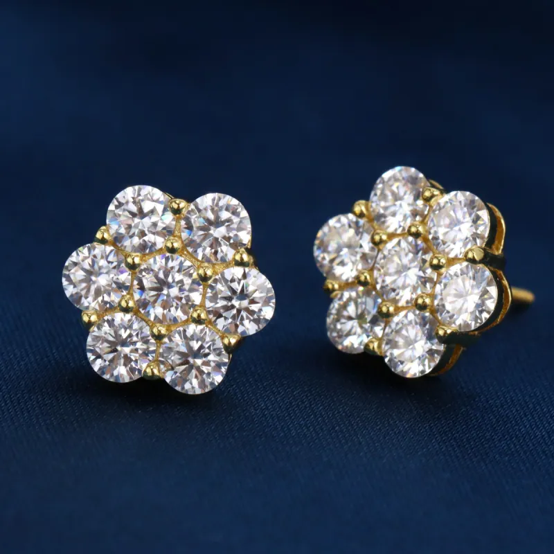 Moissanite S925 Floral Stud Earrings sold by Ghetluxe