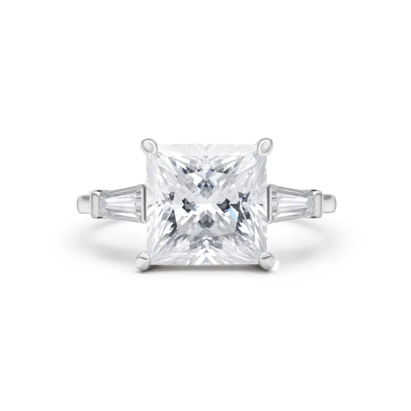 Baguette Three Stone Princess Cut Moissanite Ring sold by Ghetluxe
