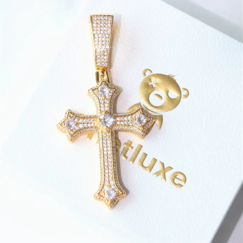 Large Diamond Gothic Cross Pendant sold by Ghetluxe