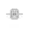 Adorned Halo Emerald Cut Moissanite Ring sold by Ghetluxe