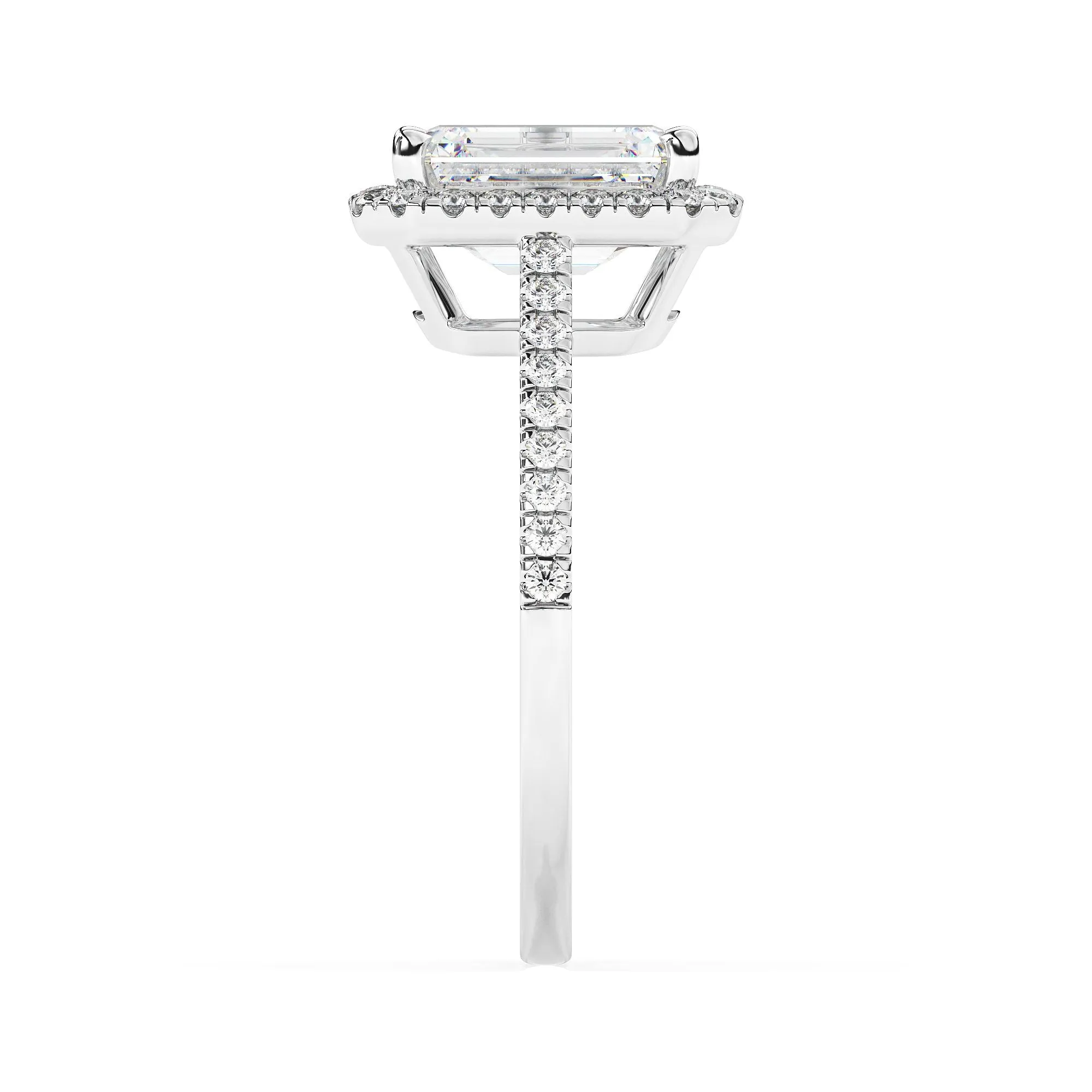 Adorned Halo Emerald Cut Moissanite Ring sold by Ghetluxe product image thumbnail 5
