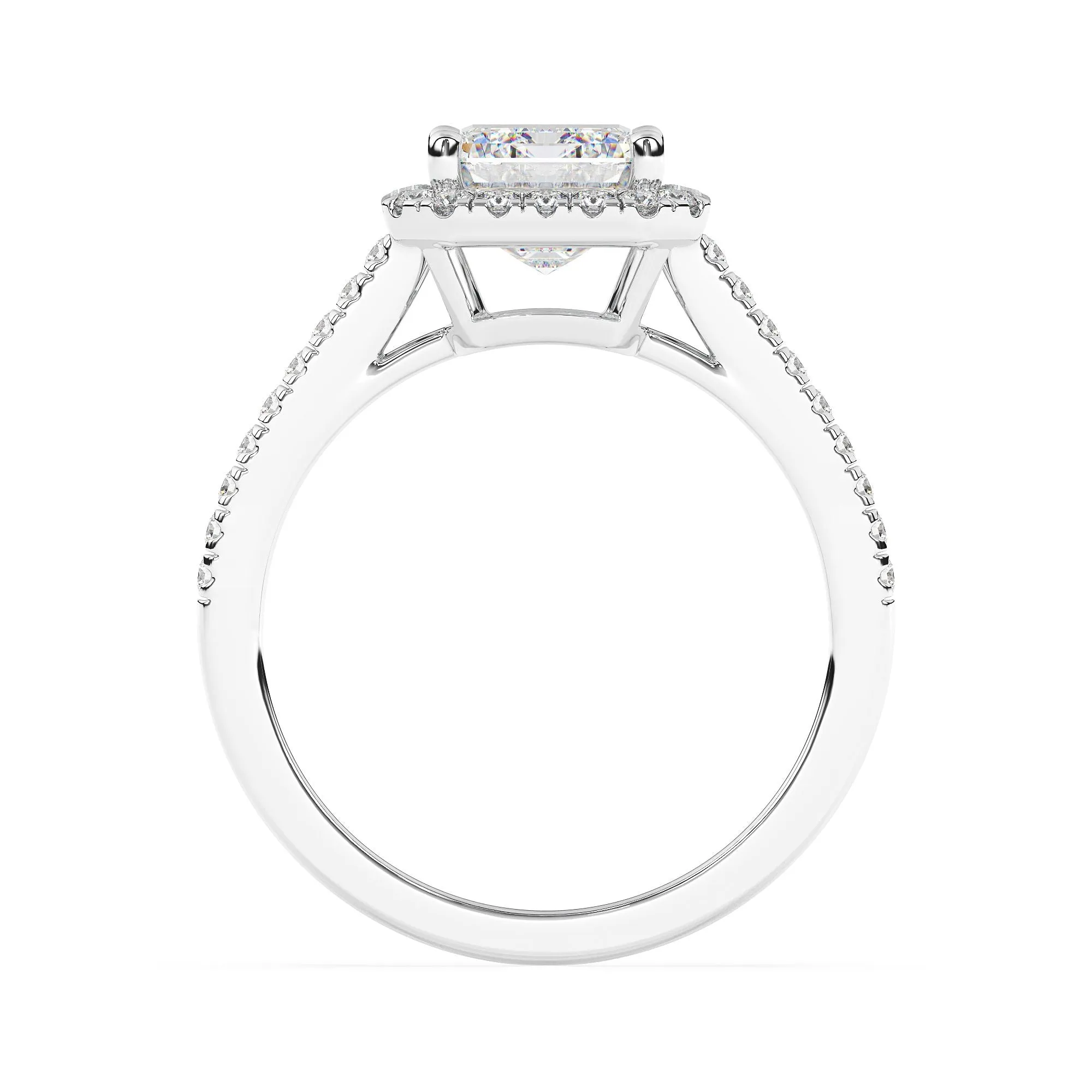 Adorned Halo Emerald Cut Moissanite Ring sold by Ghetluxe product image thumbnail 4