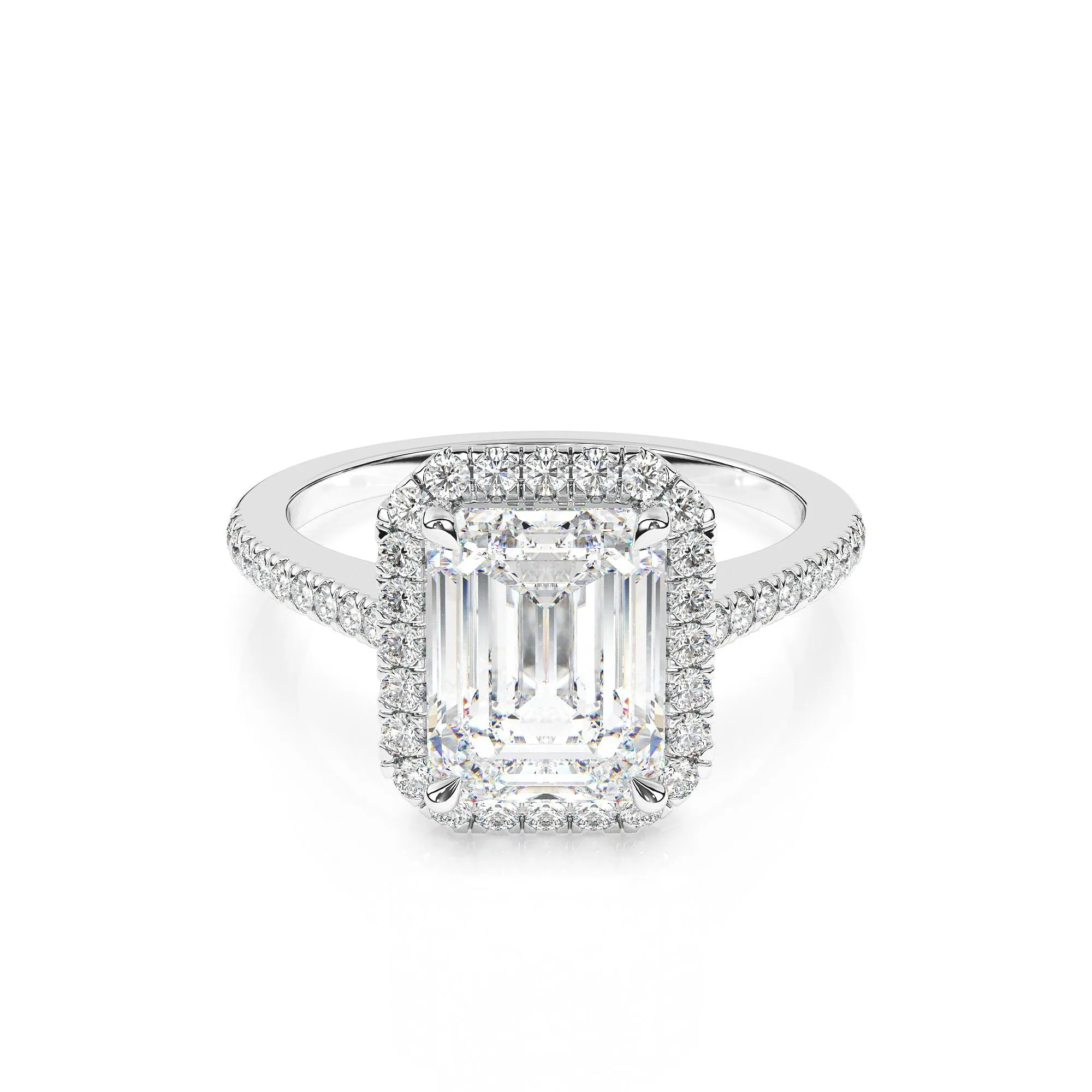 Adorned Halo Emerald Cut Moissanite Ring sold by Ghetluxe product image thumbnail 2