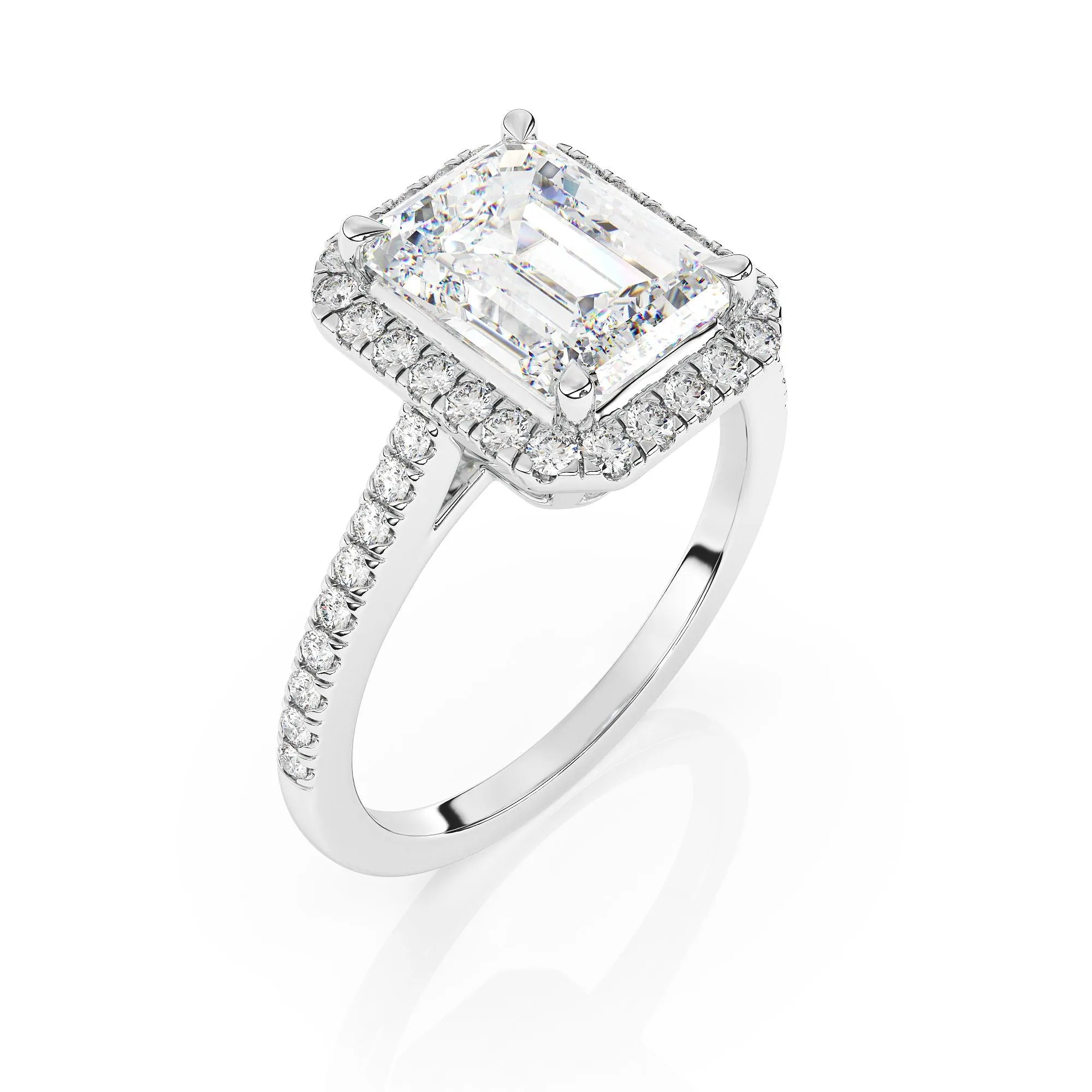 Adorned Halo Emerald Cut Moissanite Ring sold by Ghetluxe product image thumbnail 3