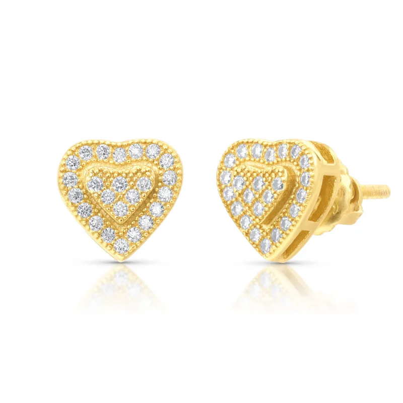 Moissanite Pave S925 Heart Shape Stud Earrings sold by Ghetluxe
