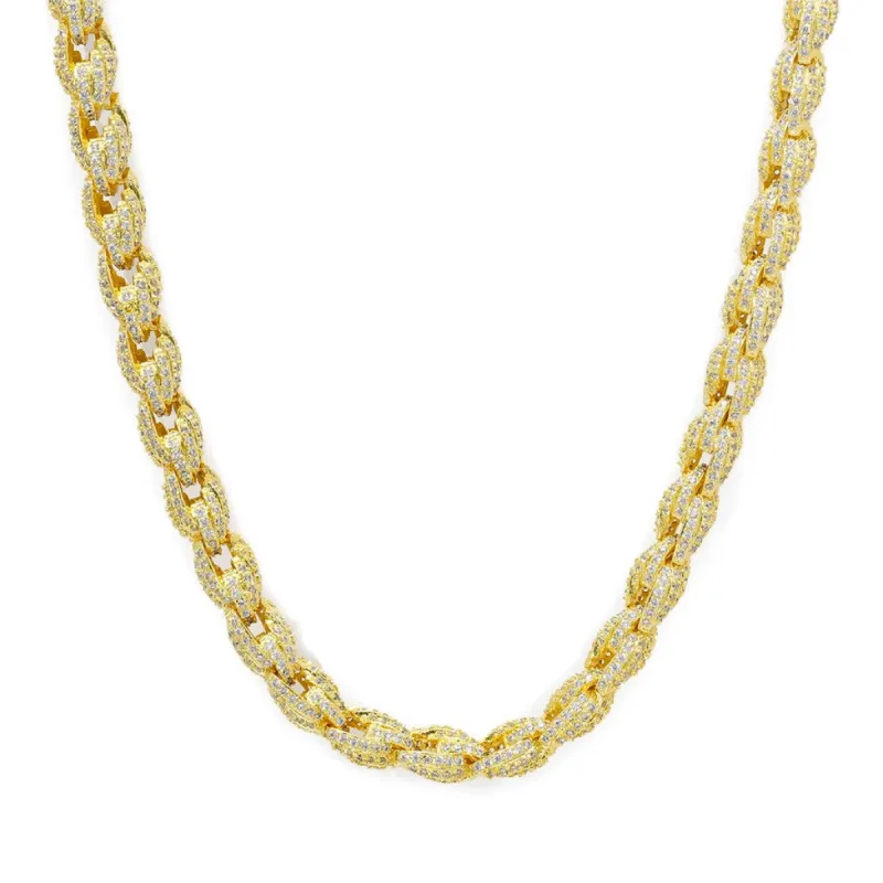 10mm Iced Rope Chain in Gold sold by Ghetluxe