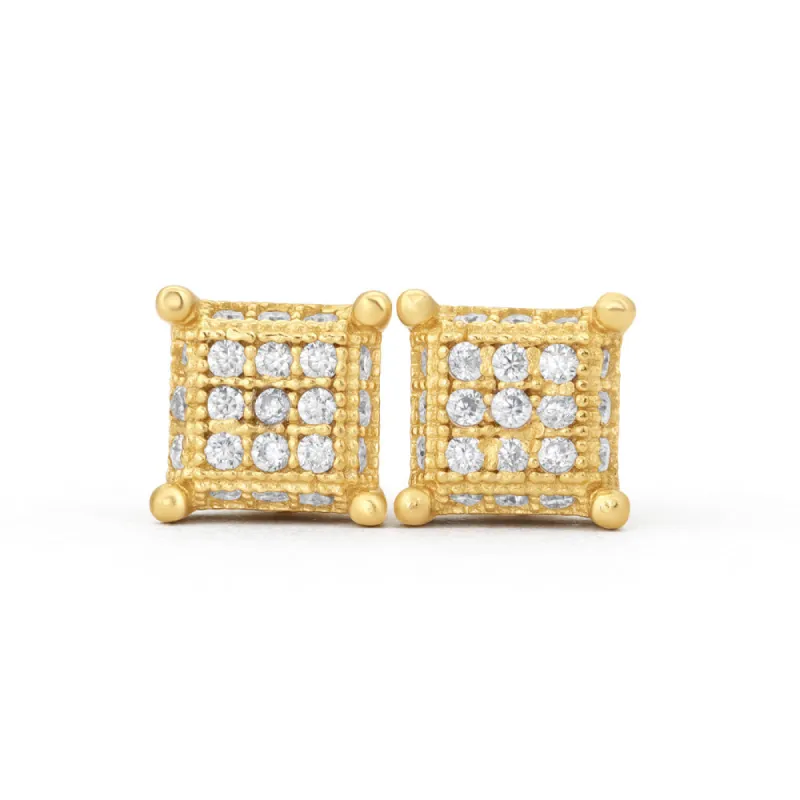 Square Micro Pave Moissanite Stud Earrings sold by Ghetluxe