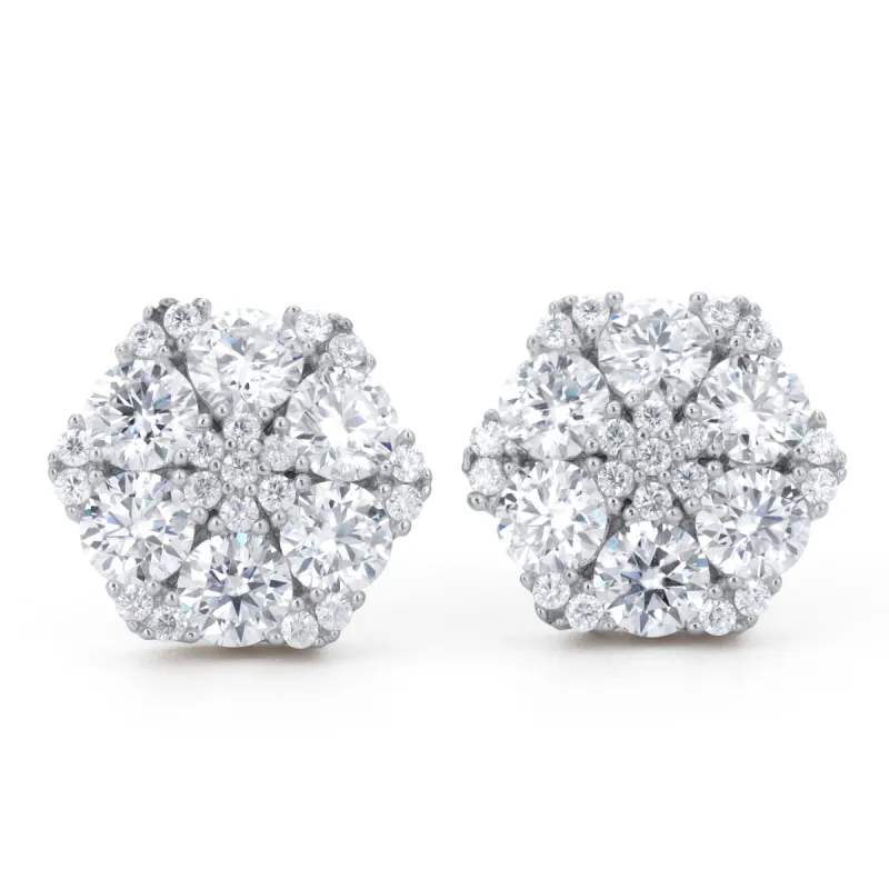 12mm Moissanite S925 Hexagon Stud Earrings sold by Ghetluxe