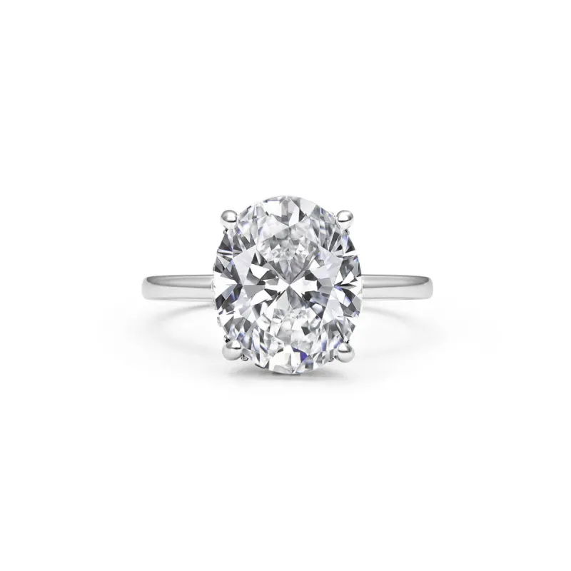 Solitaire Hidden Halo Oval Cut Moissanite Ring sold by Ghetluxe