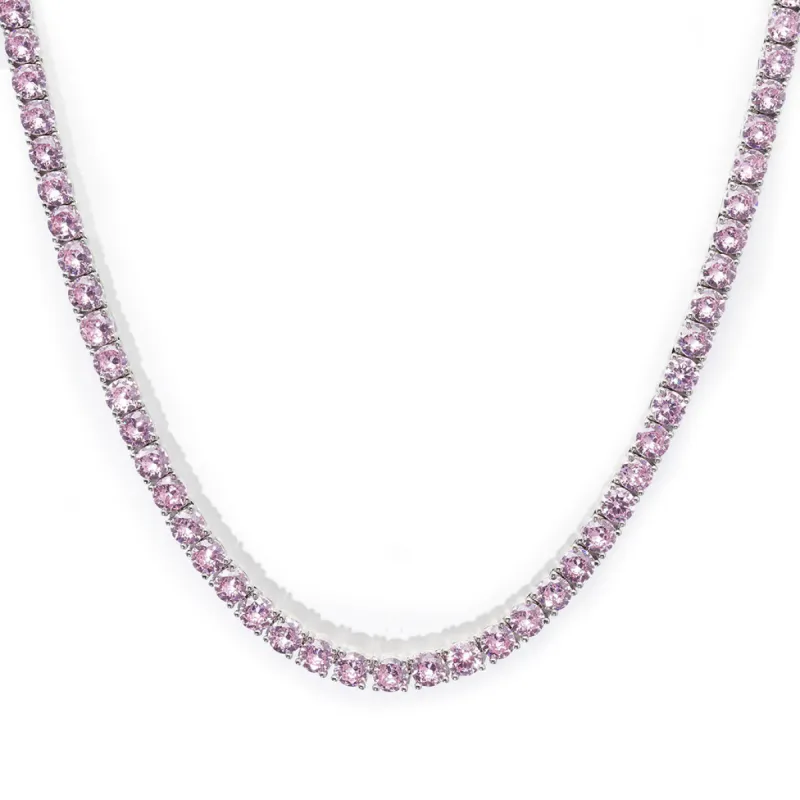5mm Tennis Chain - Pink sold by Ghetluxe