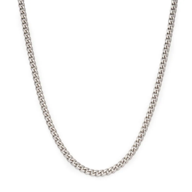 5mm Cuban Link Chain in White Gold sold by Ghetluxe