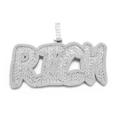 Baguette Groovy Custom Letter Pendant sold by Ghetluxe