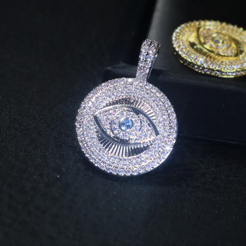 Diamond Evil Eye Circle Pendant sold by Ghetluxe