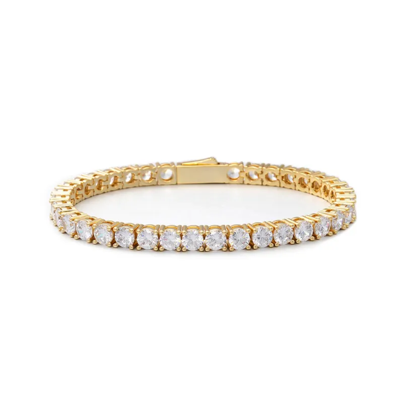 Women's 5mm Round Cut Diamond Tennis Bracelet in 18K Gold sold by Ghetluxe