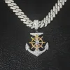 Iced Anchor and Rudder Pendant in White Gold sold by Ghetluxe