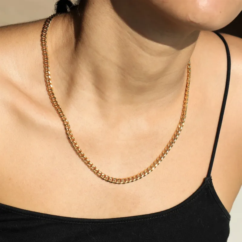 Women's 5mm Cuban Link Chain in Gold sold by Ghetluxe
