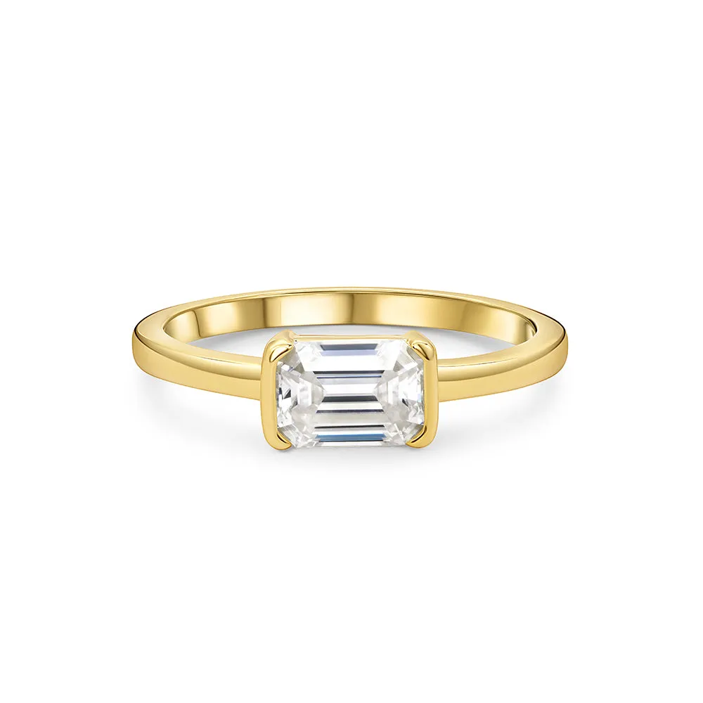 East West Solitaire Emerald Cut Diamond Ring sold by Ghetluxe product image thumbnail 2