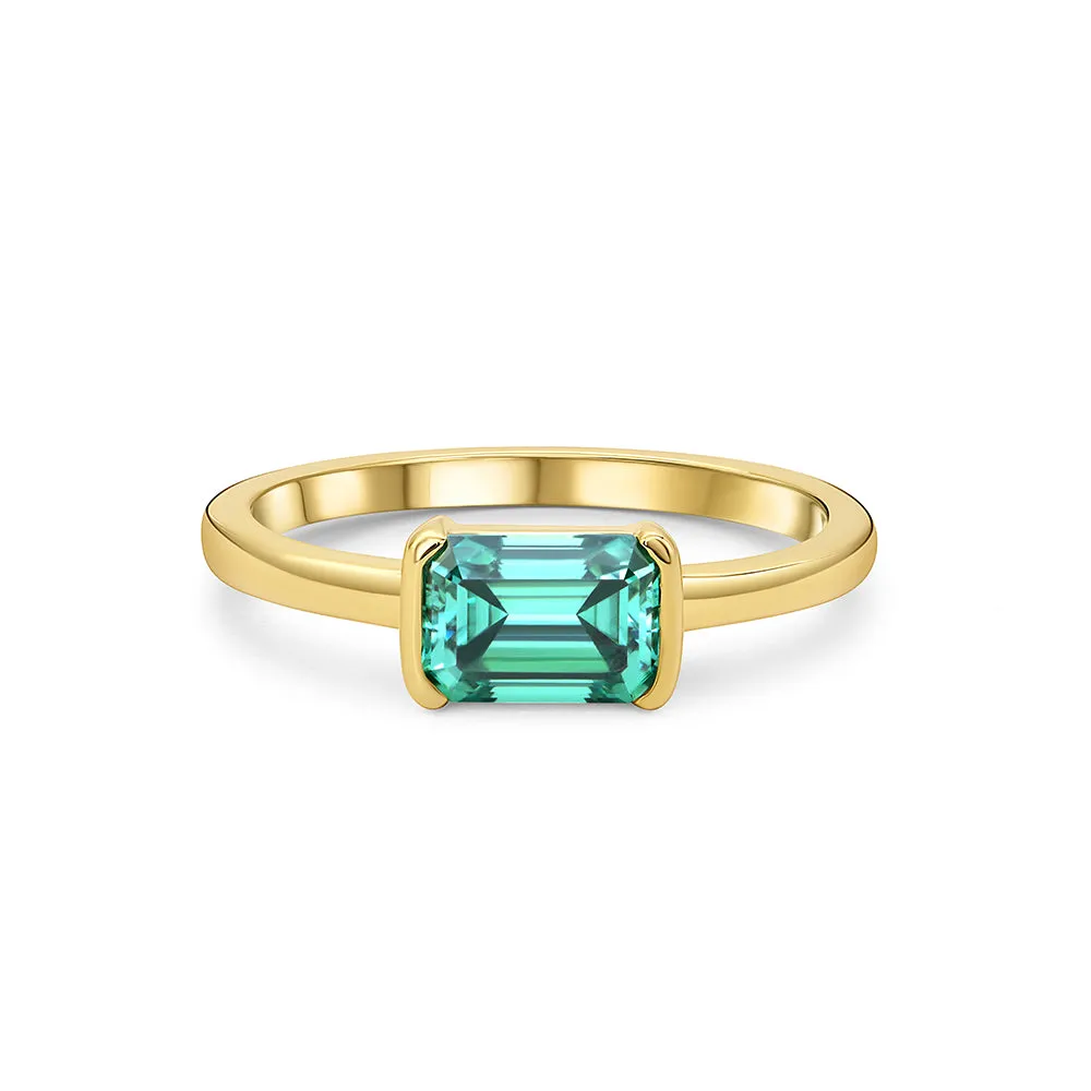 East West Solitaire Emerald Cut Diamond Ring sold by Ghetluxe