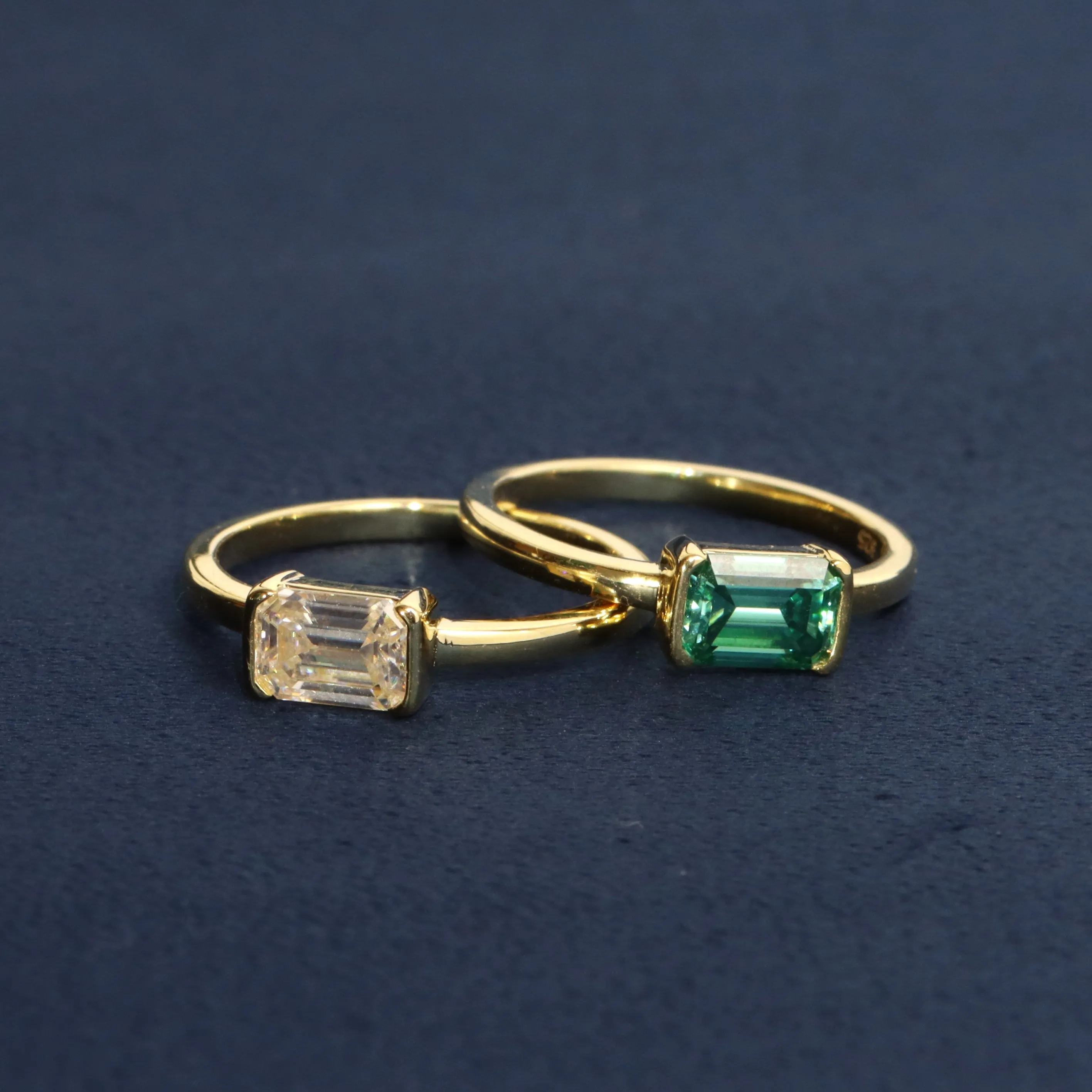 East West Solitaire Emerald Cut Diamond Ring sold by Ghetluxe product image thumbnail 3