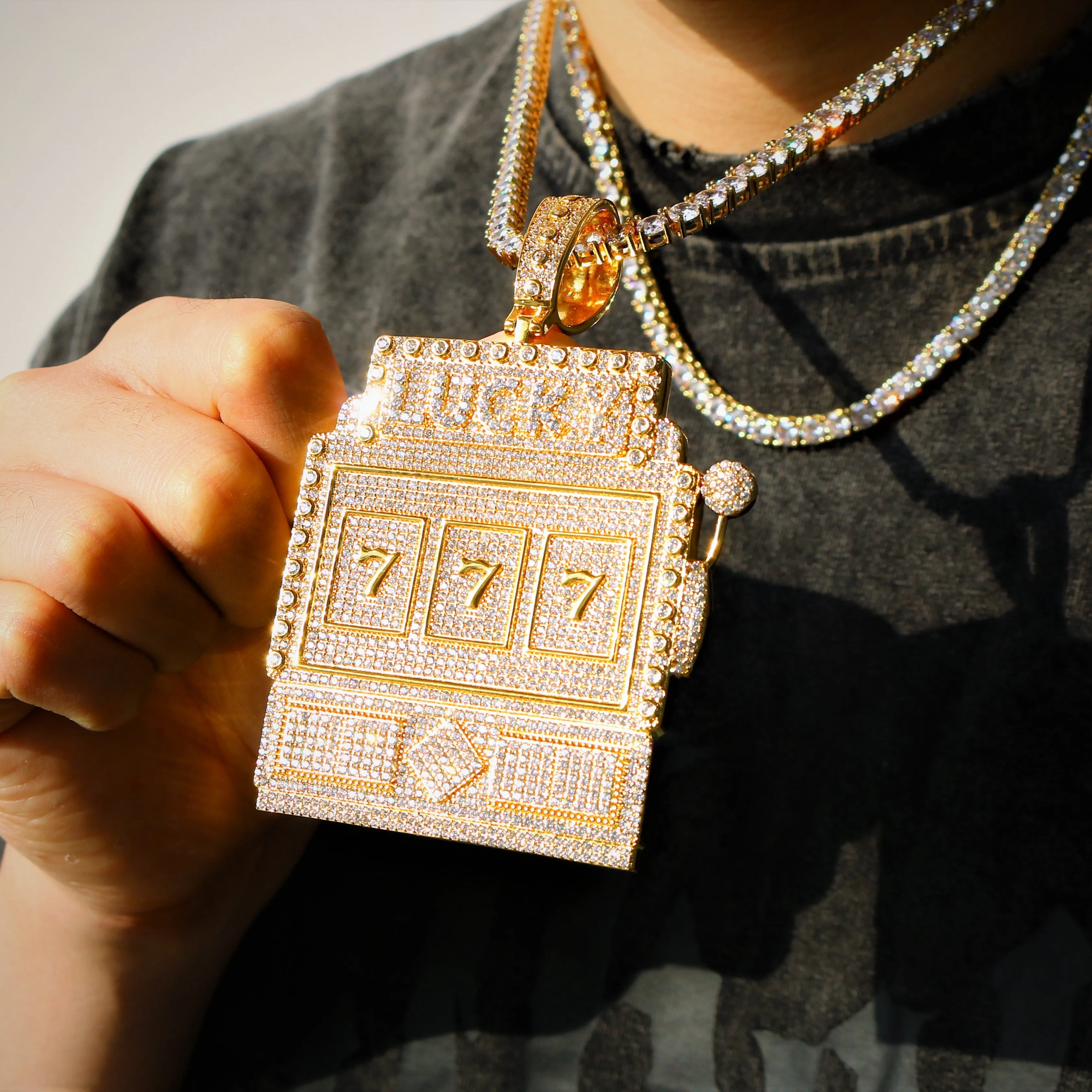 Full Iced Lucky 777 Pendant sold by Ghetluxe