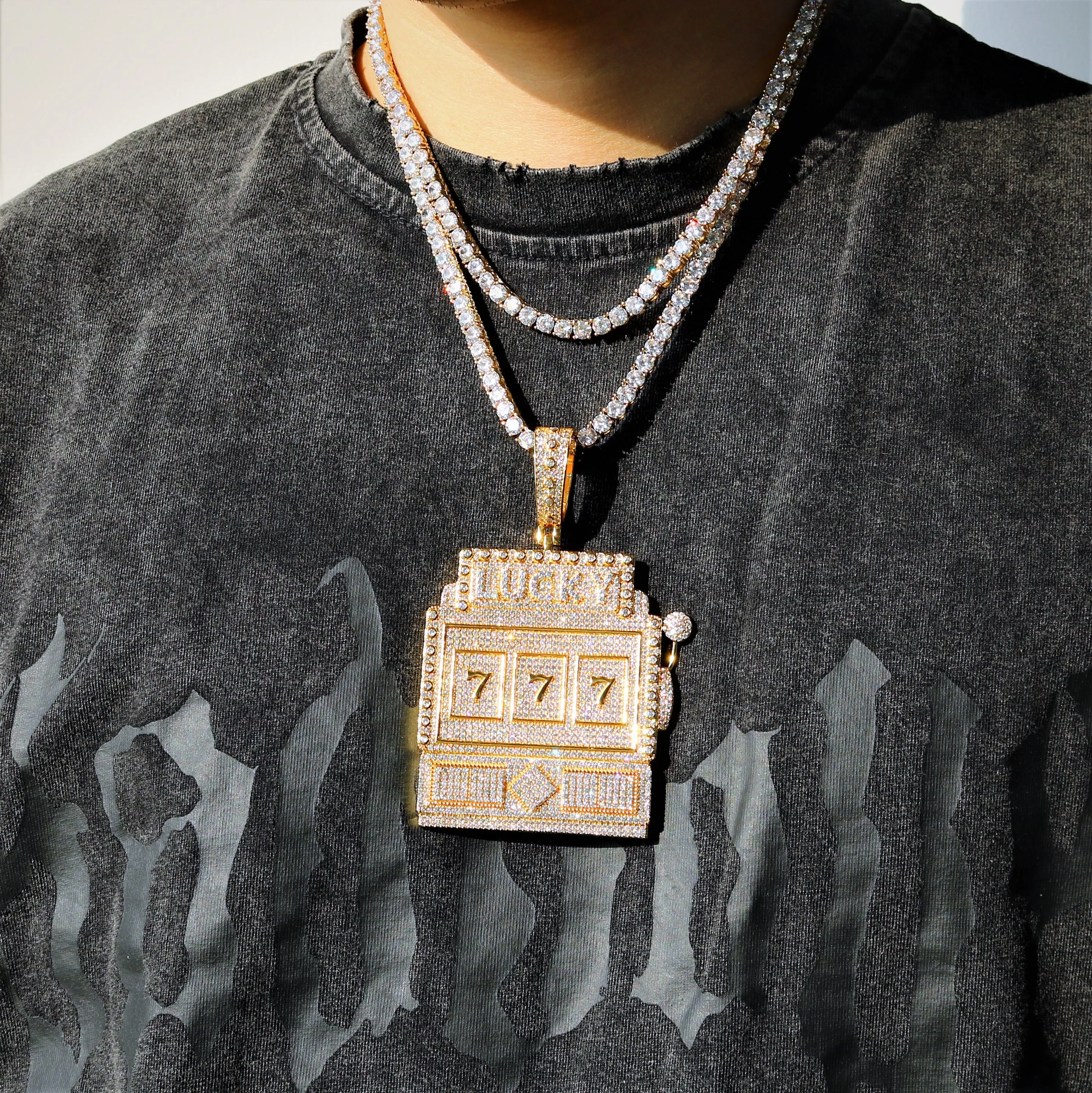 Full Iced Lucky 777 Pendant sold by Ghetluxe product image thumbnail 5