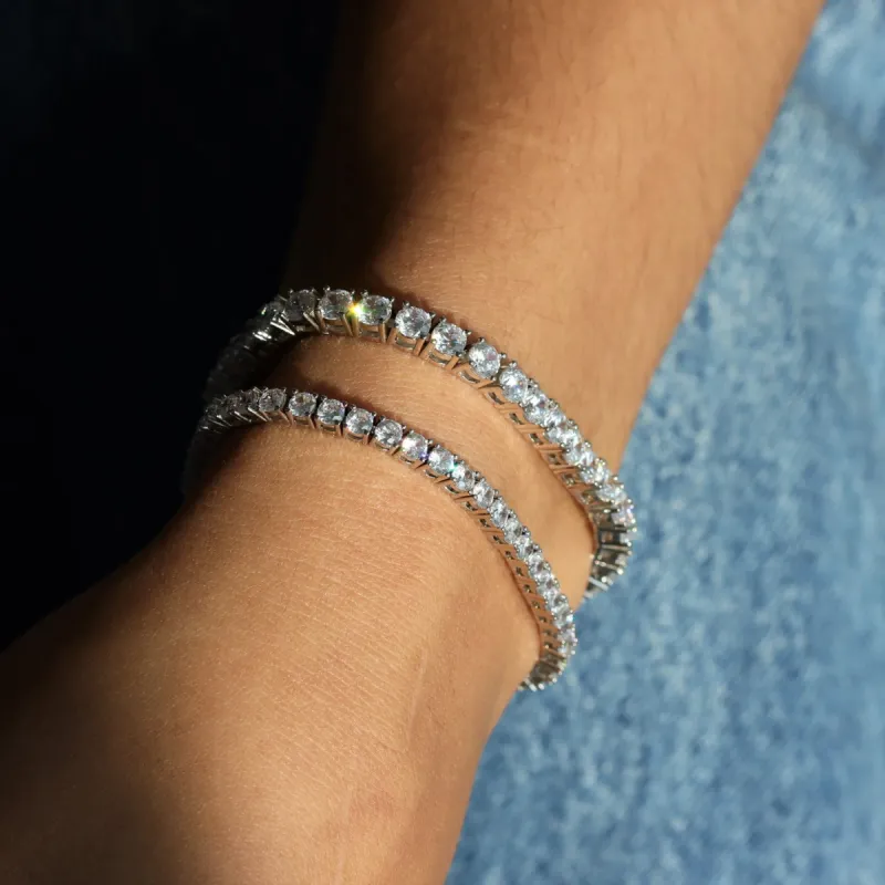 Women's 3mm White Gold Plated Round Cut Diamond Tennis Bracelet sold by Ghetluxe