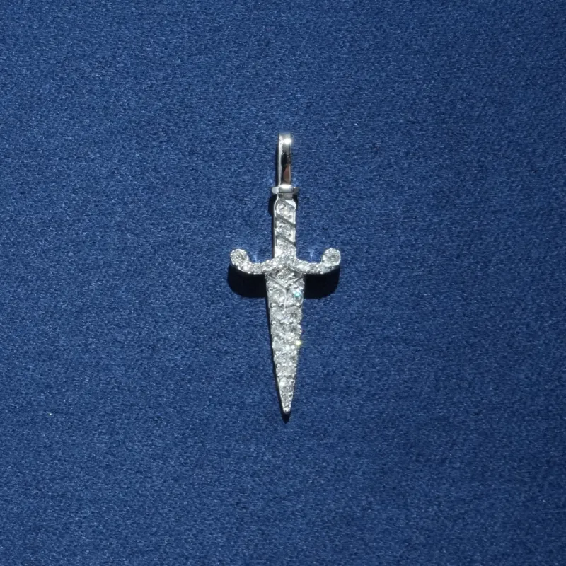 Diamond Dagger Pendant in 14K Solid Gold sold by Ghetluxe