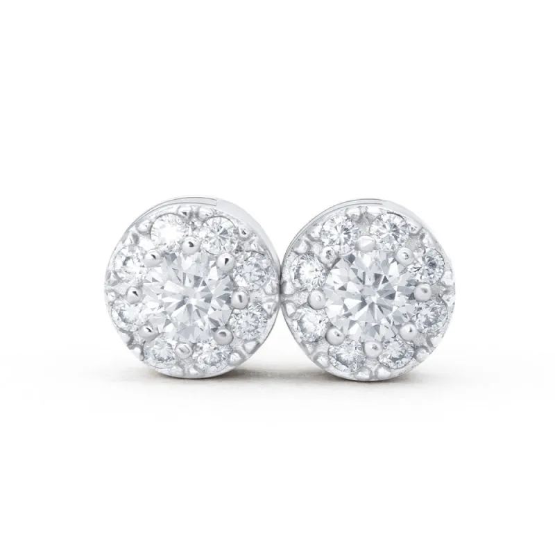 Layered Halo Moissanite Stud Earrings sold by Ghetluxe