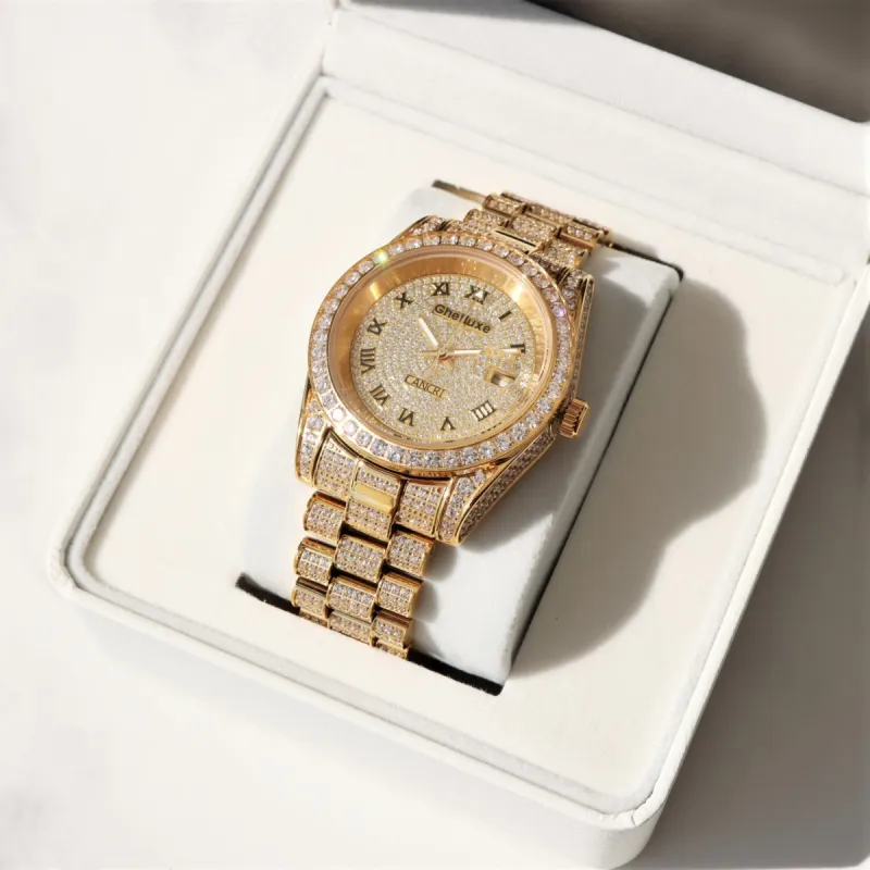 Iced Cancri Watch in 18K Gold sold by Ghetluxe