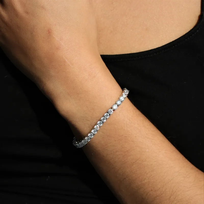 Women's 4mm Round Cut Diamond Tennis Bracelet in White Gold sold by Ghetluxe