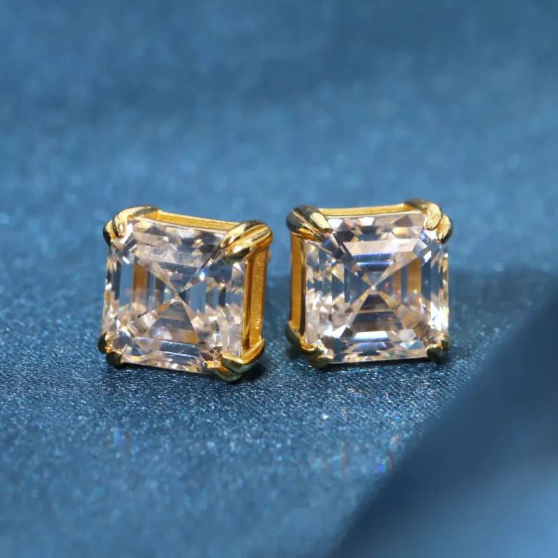 Asscher Cut Solitaire Stud Earrings sold by Ghetluxe