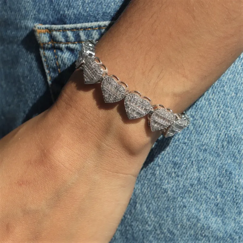 Baguette Diamond Heart Bracelet sold by Ghetluxe