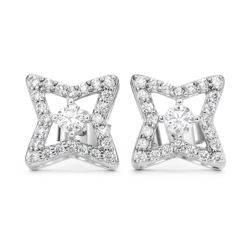 Diamond Blossom Star Stud Earrings sold by Ghetluxe