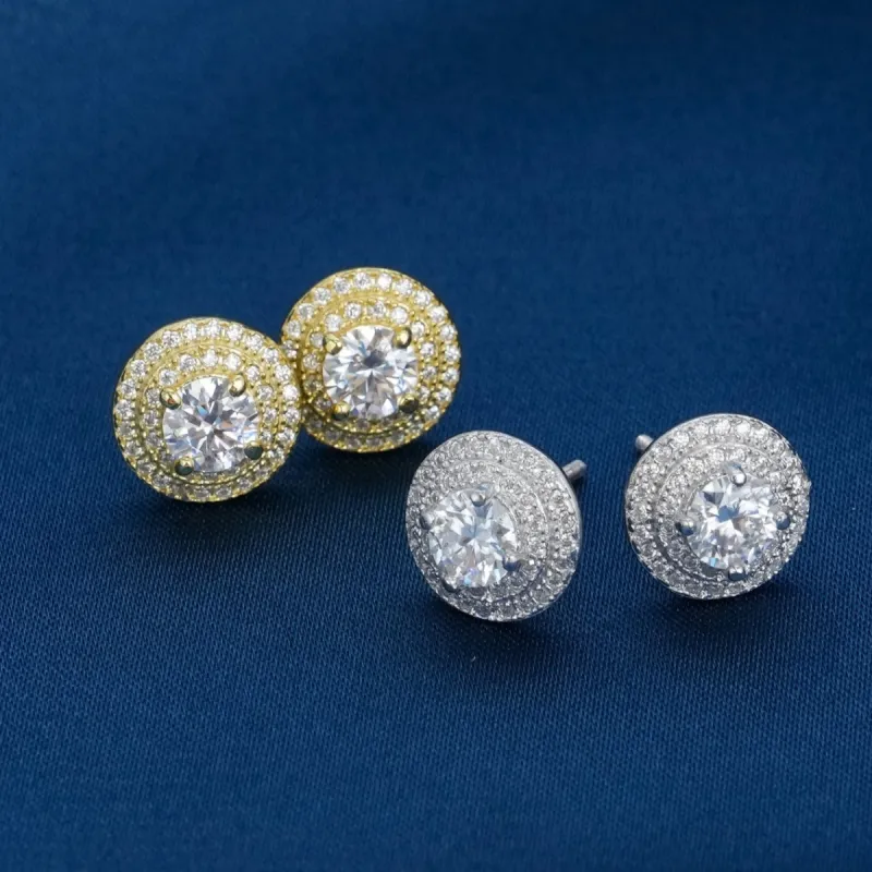 Moissanite Halo Stud Earrings sold by Ghetluxe