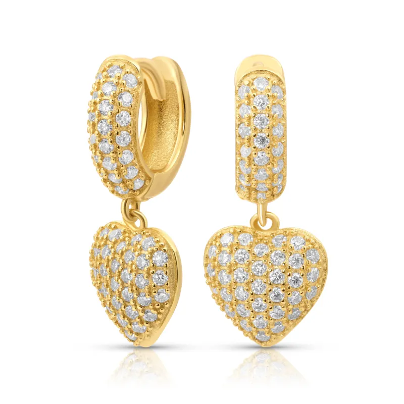 Diamond Heart Drop Hoop Earrings sold by Ghetluxe
