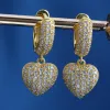Diamond Heart Drop Hoop Earrings sold by Ghetluxe