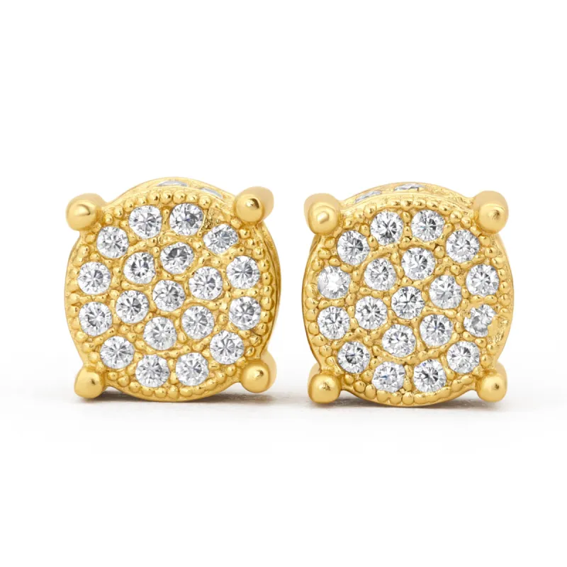 Round Micro Pave Moissanite Stud Earrings sold by Ghetluxe