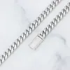 8mm Plain White Gold Cuban Link Chain+Bracelet with Moissanite Box Clasp sold by Ghetluxe