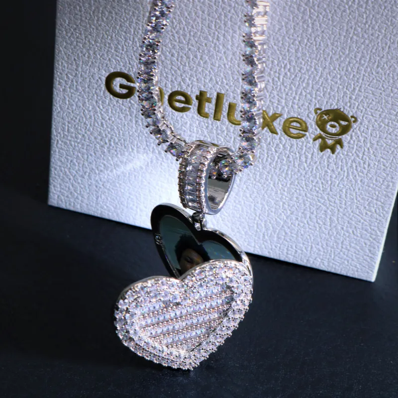 Bling Bling Heart Custom Photo Locket Necklace sold by Ghetluxe