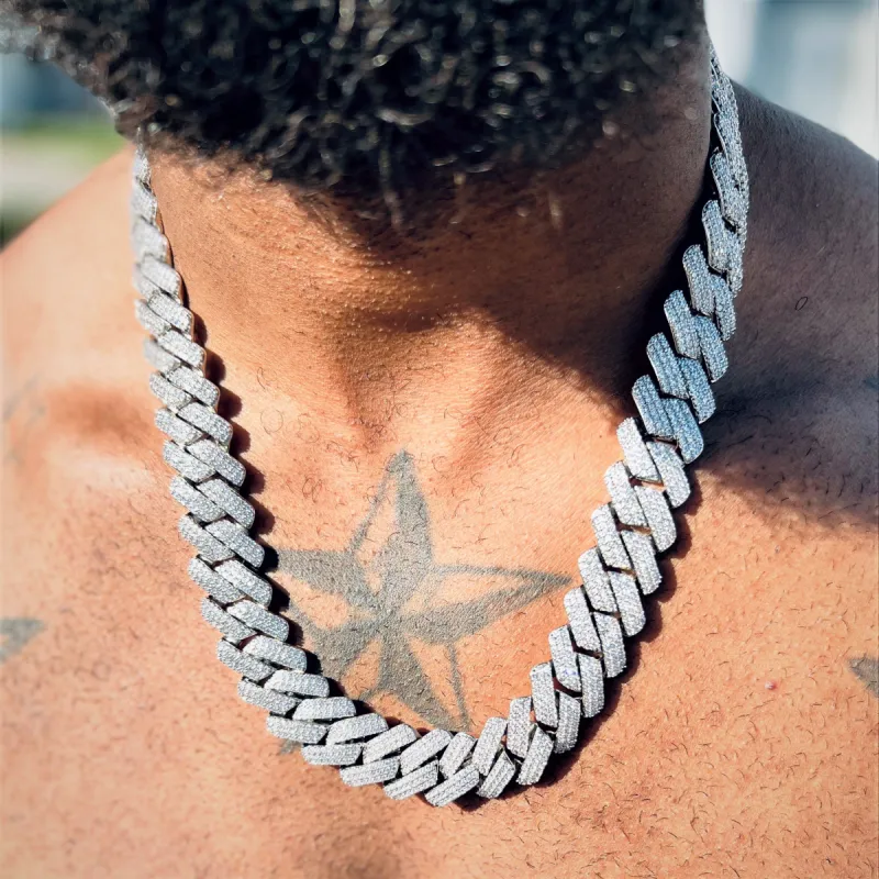 20mm Diamond Three-Row Cuban Link Chain sold by Ghetluxe