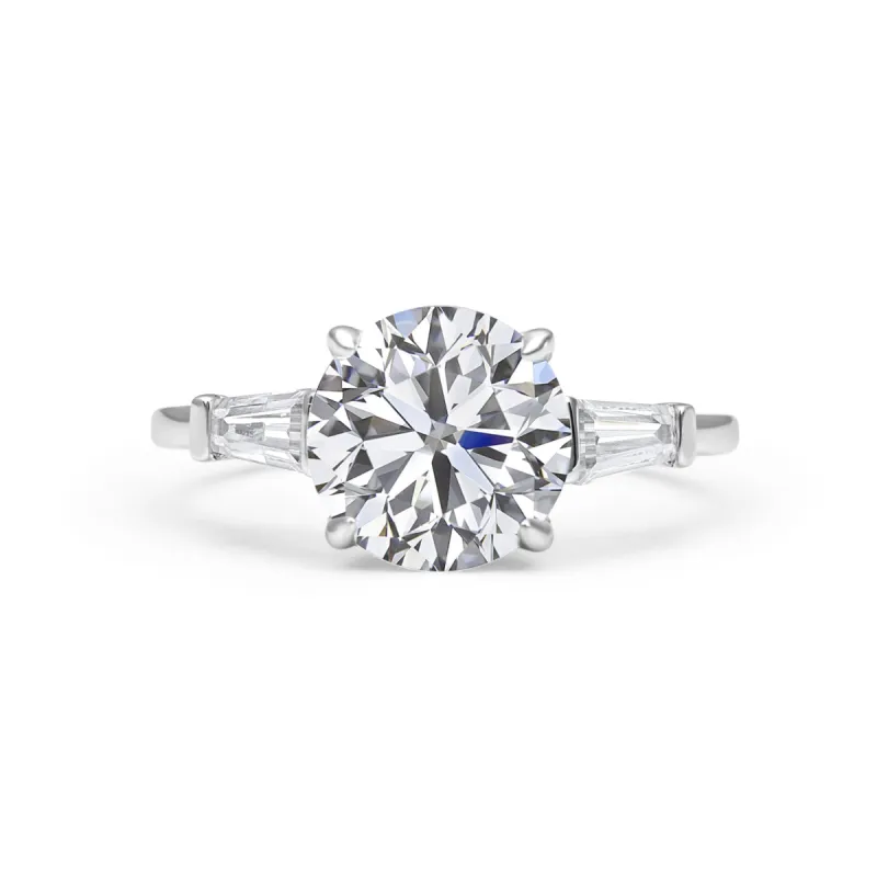 Baguette Three Stone Round Cut Moissanite Ring sold by Ghetluxe