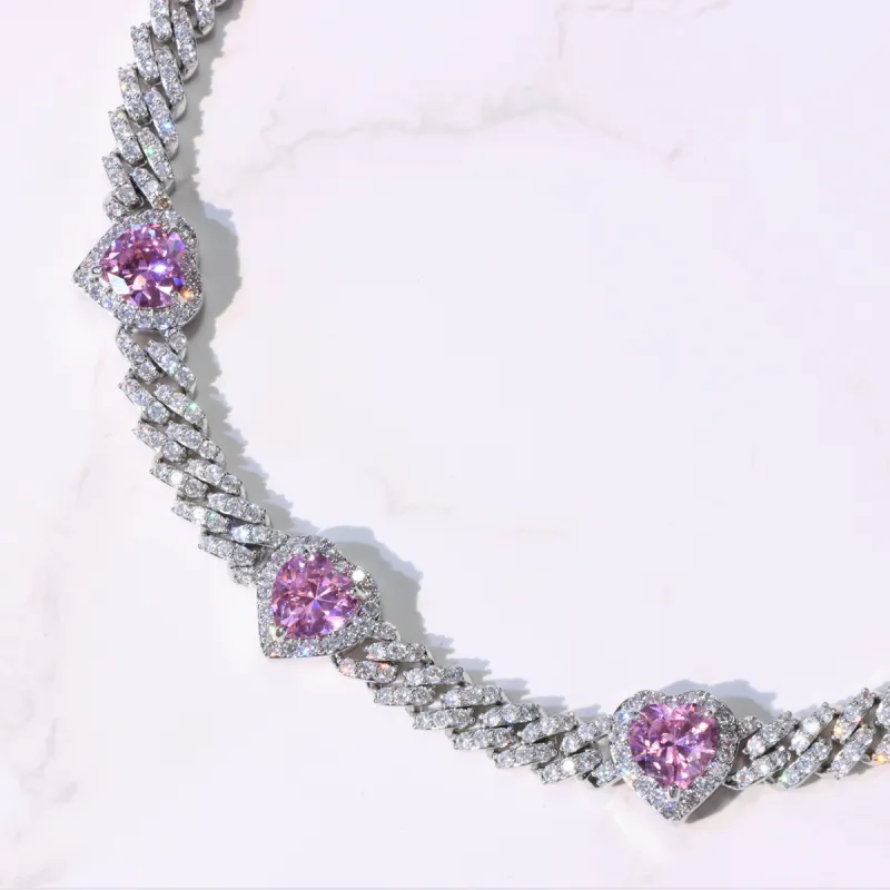 Women's Pink Heart Diamond Chocker Necklace sold by Ghetluxe